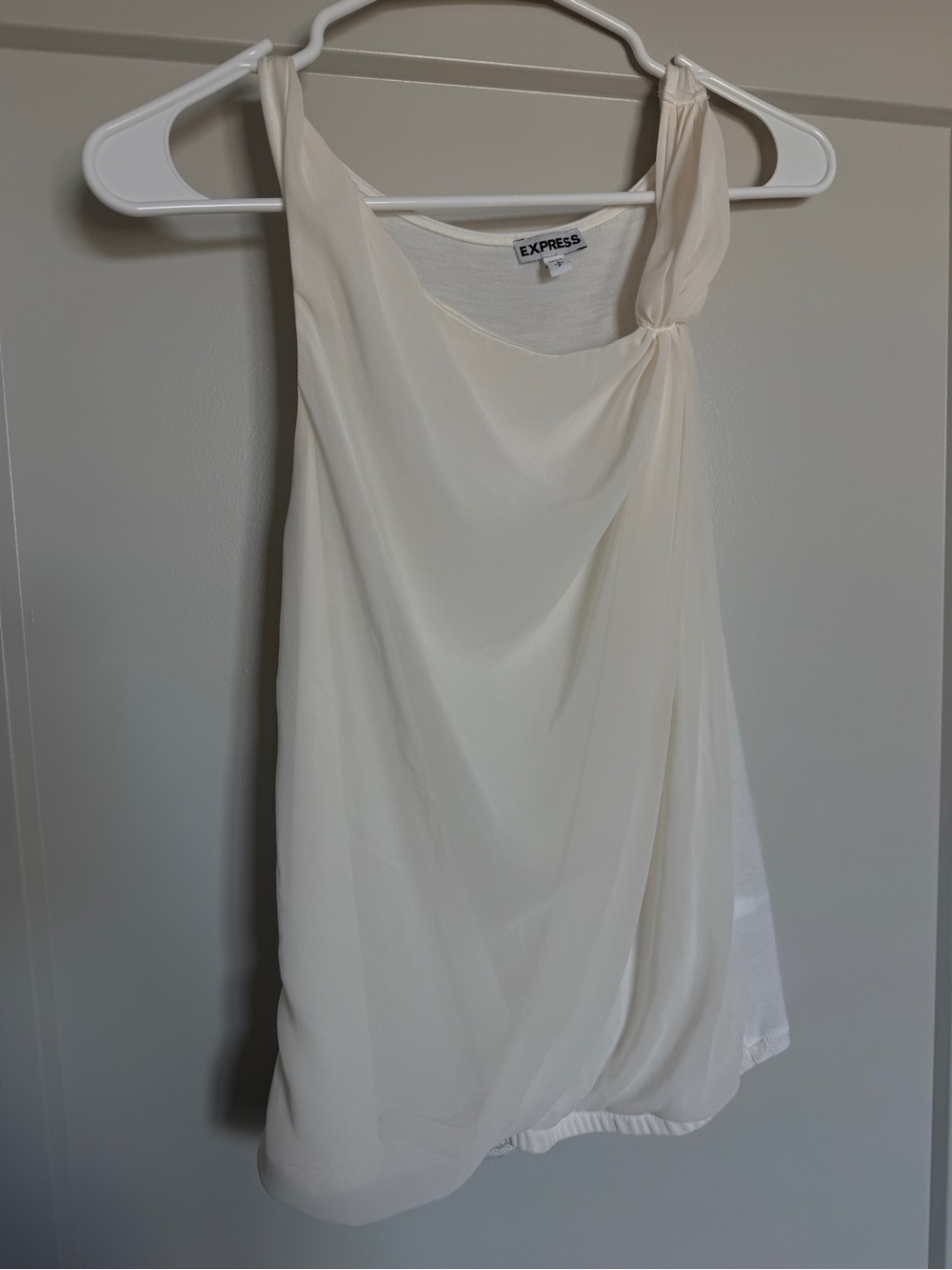 Express Ivory One-Shoulder Draped Tank - Size SP